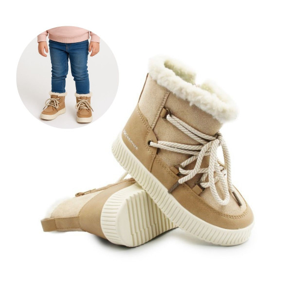 Ciepłe Śniegowce Dziewczęce Na Zimę Wojtyłko 4Z26102 Beżowy