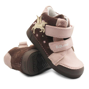 Dziecięce Buty Na Wiosnę Dla Dziewczynek LED z Jednorożcem DD STEP A068-52459AM Chocolate