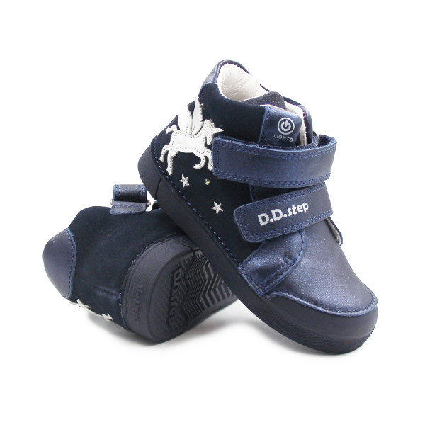 Wiosenne Buty Dziewczęce Świecące LED z Jednorożcem DD STEP A068-52459M Royal Blue