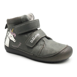 Buty Dziewczęce Na Wiosnę z Jednorożcem Świecące w Ciemności BAREFOOT DD STEP A063-52815M Dark Grey
