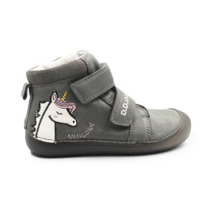 Buty Dziewczęce Na Jesień z Jednorożcem Świecące w Ciemności BAREFOOT DD STEP A063-52815M Dark Grey