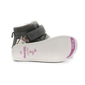 Buty Dziewczęce Na Jesień z Jednorożcem Świecące w Ciemności BAREFOOT DD STEP A063-52815M Dark Grey