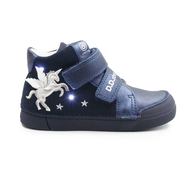 Wiosenne Buty Dziewczęce Świecące LED z Jednorożcem DD STEP A068-52459M Royal Blue