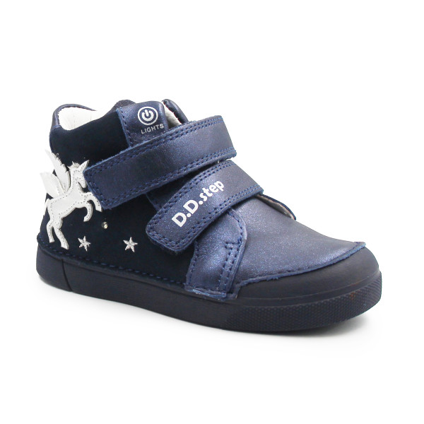Wiosenne Buty Dziewczęce Świecące LED z Jednorożcem DD STEP A068-52459M Royal Blue