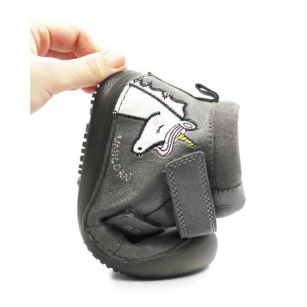 Buty Dziewczęce Na Wiosnę z Jednorożcem Świecące w Ciemności BAREFOOT DD STEP A063-52815M Dark Grey
