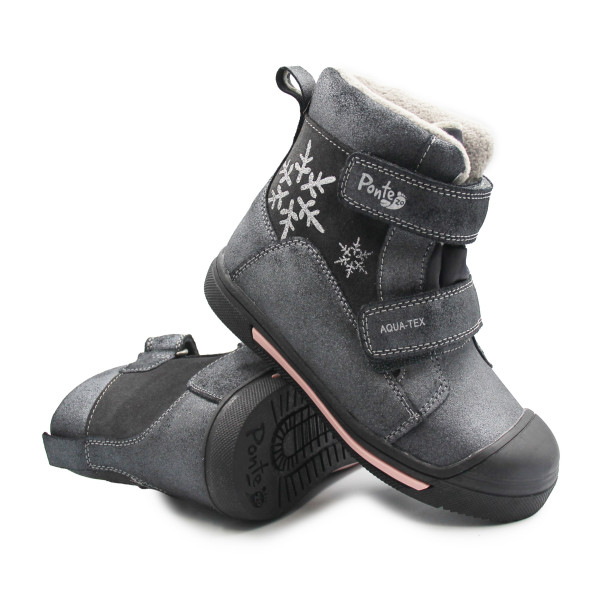 Zimowe Buty Ocieplane Dla Dziewczynek Śnieżynka Ponte DA06-5-2829ALV Dark Grey