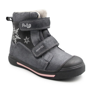 Zimowe Buty Ocieplane Dla Dziewczynek Śnieżynka Ponte DA06-5-2829ALV Dark Grey