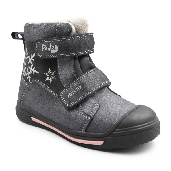 Zimowe Buty Ocieplane Dla Dziewczynek Śnieżynka Ponte DA06-5-2829ALV Dark Grey
