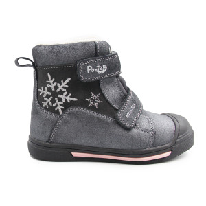 Zimowe Buty Ocieplane Dla Dziewczynek Śnieżynka Ponte DA06-5-2829ALV Dark Grey
