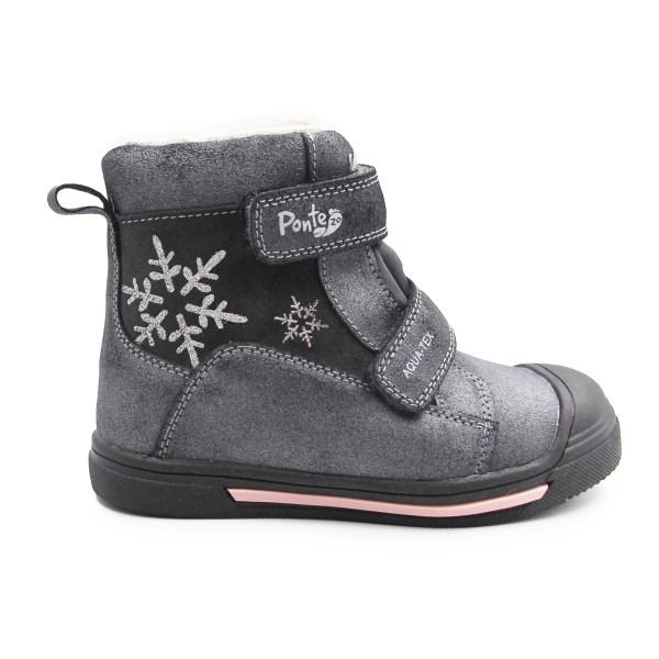 Zimowe Buty Ocieplane Dla Dziewczynek Śnieżynka Ponte DA06-5-2829ALV Dark Grey