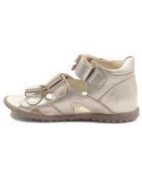 Sandały Buty Dziewczęce Sandałki na Rzepy z Kokardką - Metaliczny kolor Emel e 2090a-2