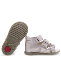 Sandały Buty Dziewczęce Sandałki na Rzepy z Kokardką - Metaliczny kolor Emel e 2090a-2