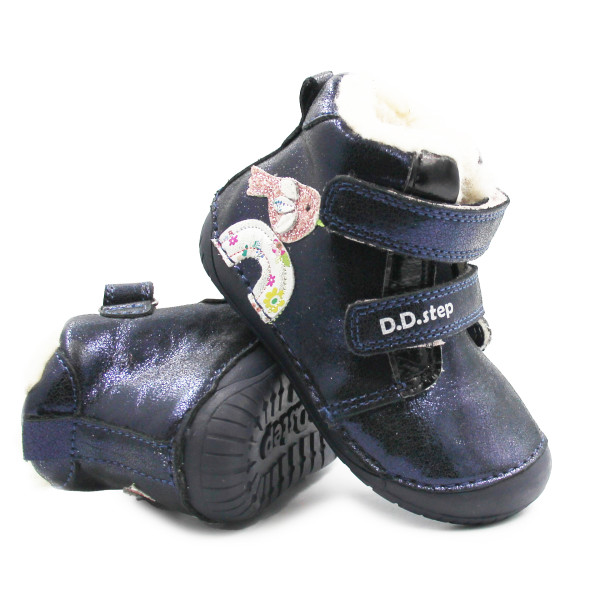 Buciki Zimowe Dla Dziewczynek Na Rzep Barefoot DD STEP W070-52624Z Royal Blue