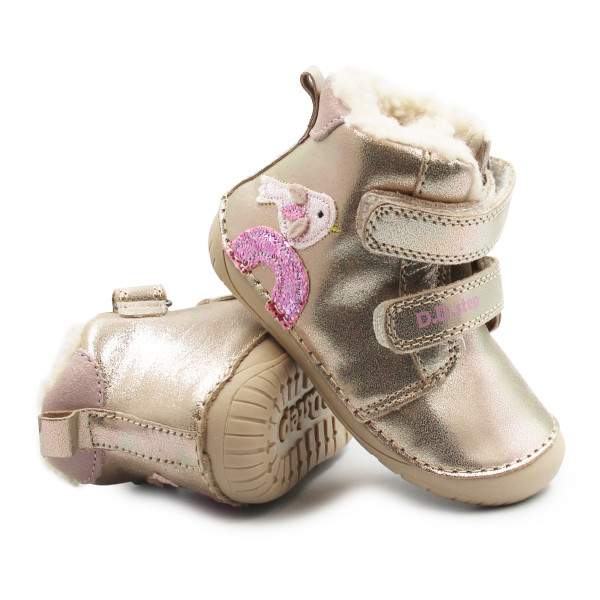 Dziewczęce Buty Ocieplane Na Zimę Barefoot DD STEP W070-52624AT Cream