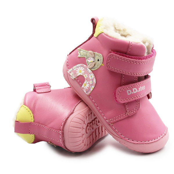 Różowe Buty Na Zimę Dla Dziewczynek Barefoot DD STEP W070-52624BV Pink