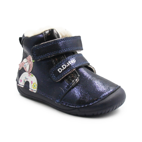 Buciki Zimowe Dla Dziewczynek Na Rzep Barefoot DD STEP W070-52624Z Royal Blue