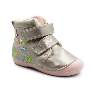 Buty Na Zimę Dla Dziewczynek w Kwiatuszki Motylki DD STEP W015-52997V Bronze