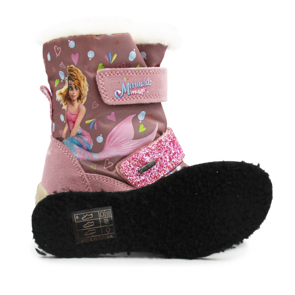 Śniegowce Dla Dziewczynek Różowe z Syrenką Merlinda Mermaid Magic Primigi 8881900