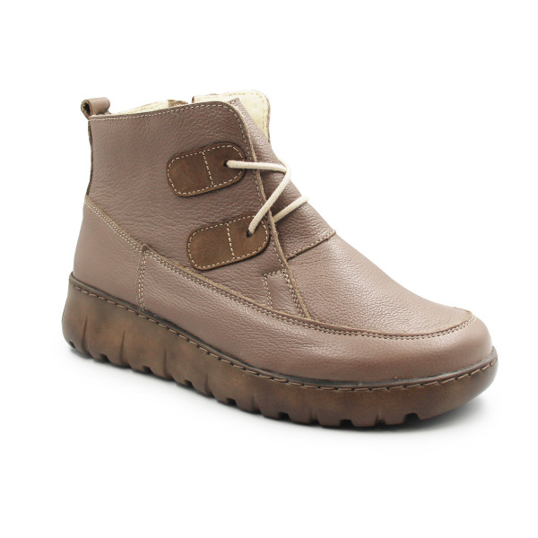 Ocieplane Buty Damskie Na Zimę i Jesień Brązowe Botki Helios 795 Khaki