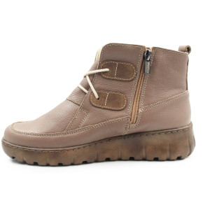 Ocieplane Buty Damskie Na Zimę i Jesień Brązowe Botki Helios 795 Khaki