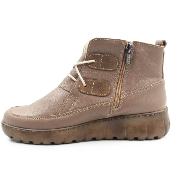 Ocieplane Buty Damskie Na Zimę i Jesień Brązowe Botki Helios 795 Khaki