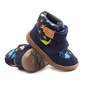 Buty z Membraną Ocieplane Dla Chłopca w Dinozaury Barefoot Ameko Elon Dino