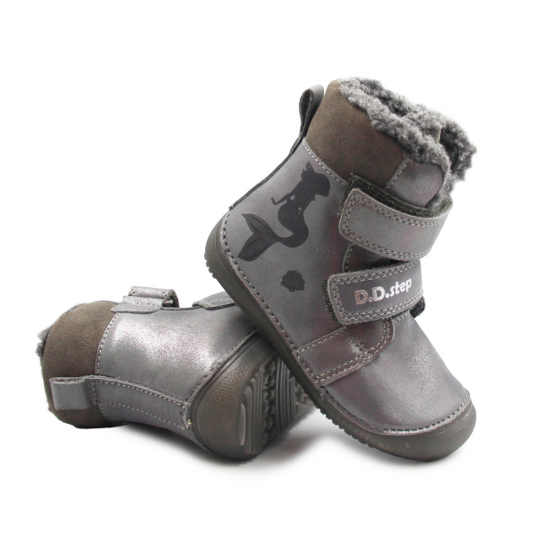 Dziewczęce Buty Na Zimę Ocieplane Świecące w Ciemności Syrenki DD STEP Dark Grey W063-52263AM