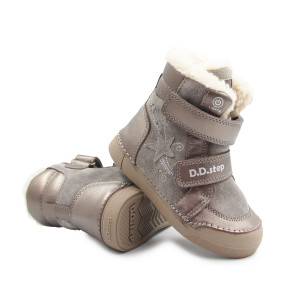 Dziewczęce Buty Zimowe Ocieplane LED Futerko DD STEP W068-52745AM Bronze