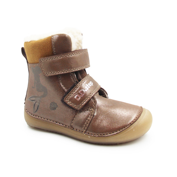 Zimowe Buty Dla Dziewczynki Świecące w Ciemności Barefoot DD STEP W063-52263BM Chocolate
