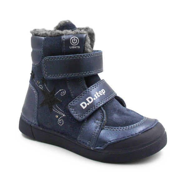 Dziecięce Buty Na Zimę Ocieplane Dla Dziewczynki LED DD STEP Royal Blue W068-52745M