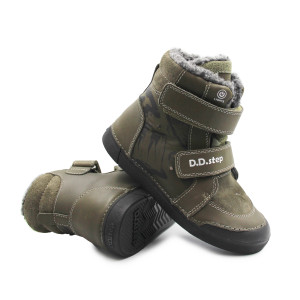 Chłopięce Buty Zimowe Świecące LED DD STEP W068-52998L Khaki