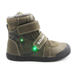 Chłopięce Buty Zimowe Świecące LED DD STEP W068-52998L Khaki