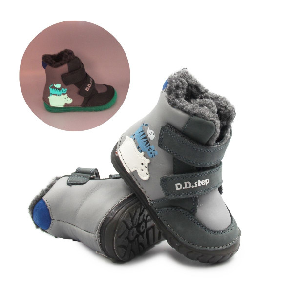 Zimowe Buty Dla Chłopczyka Ocieplane Świecące w Ciemności DD STEP W029-52287B Dark Grey