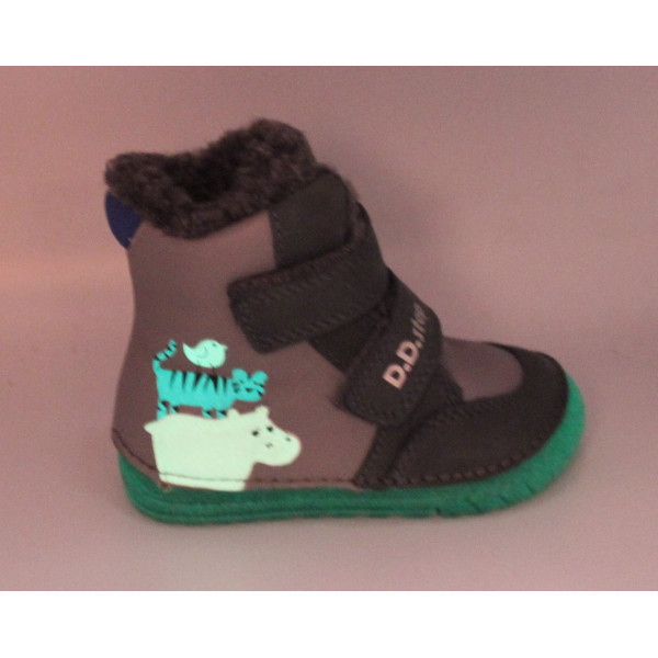Zimowe Buty Dla Chłopczyka Ocieplane Świecące w Ciemności DD STEP W029-52287B Dark Grey