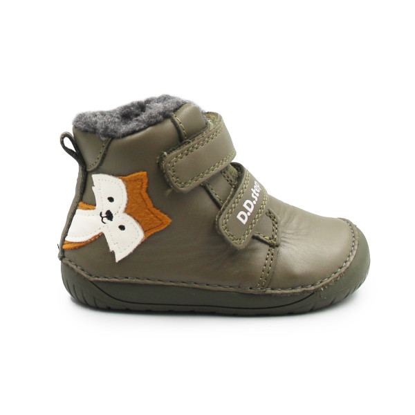 Buty Dla Chłopczyka na Zimę Barefoot z Liskiem DD STEP W070-52301BV Khaki