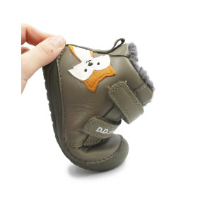 Buty Dla Chłopczyka na Zimę Barefoot z Liskiem DD STEP W070-52301BV Khaki