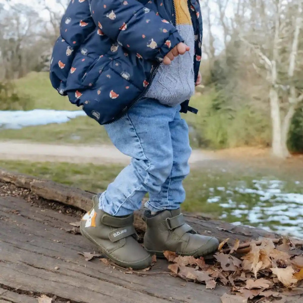 Buty Dla Chłopczyka na Zimę Barefoot z Liskiem DD STEP W070-52301BV Khaki