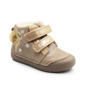 Zimowe Buty Dla Dziewczynek z Sarenką Na Rzep DD STEP W066-52733T Mocha
