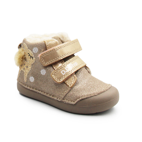 Zimowe Buty Dla Dziewczynek z Sarenką Na Rzep DD STEP W066-52733T Mocha