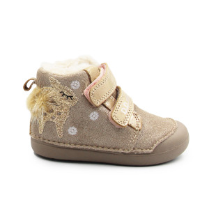 Zimowe Buty Dla Dziewczynek z Sarenką Na Rzep DD STEP W066-52733T Mocha