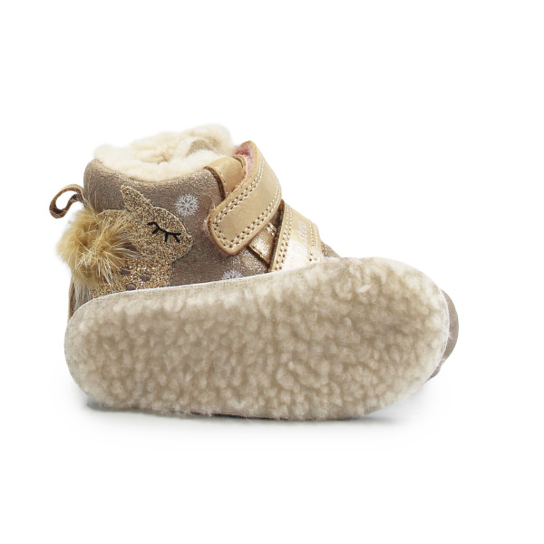 Zimowe Buty Dla Dziewczynek z Sarenką Na Rzep DD STEP W066-52733T Mocha