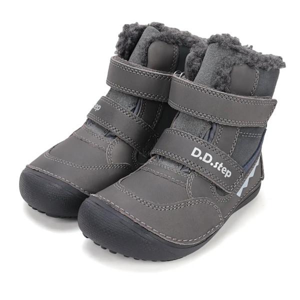 Chłopięce Buty Na Zimę Ocieplane Barefoot DD STEP W063-52415AM Dark Grey