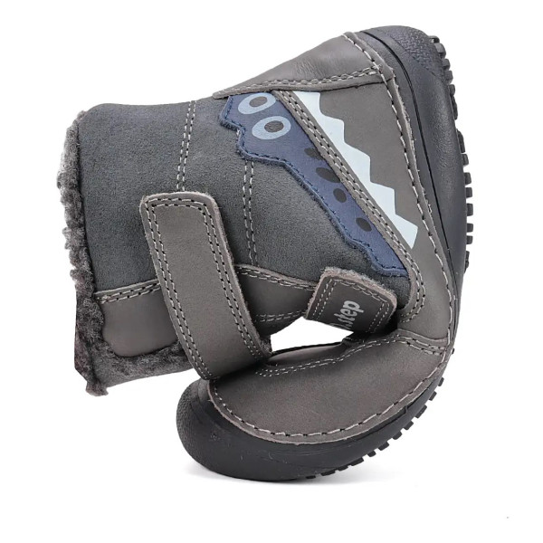 Chłopięce Buty Na Zimę Ocieplane Barefoot DD STEP W063-52415AM Dark Grey