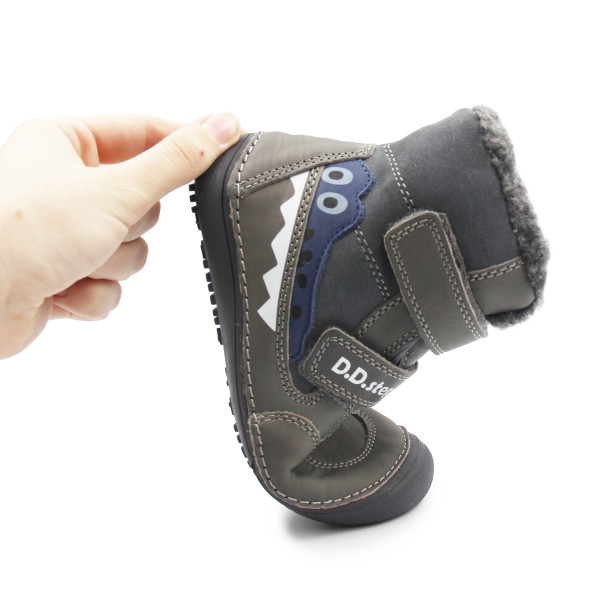 Chłopięce Buty Na Zimę Ocieplane Barefoot DD STEP W063-52415AM Dark Grey