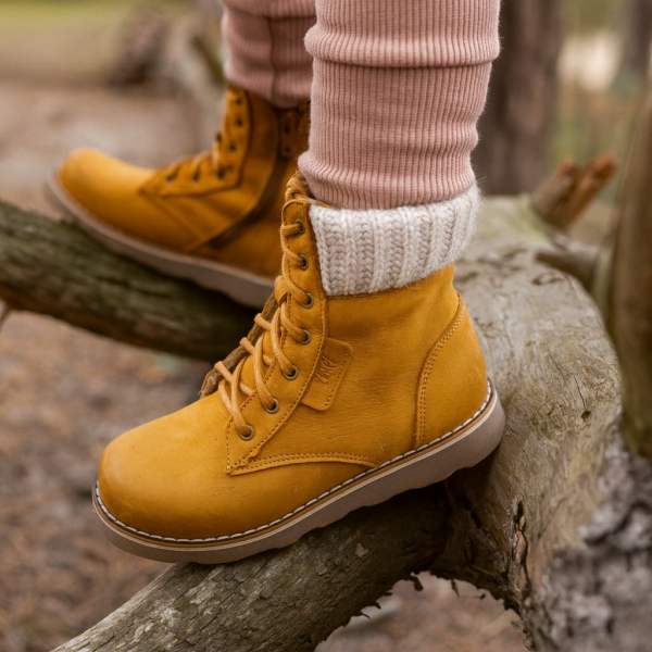 Młodzieżowe Trzewiki Ocieplane Ze Skóry Naturalnej Emel ev 2526