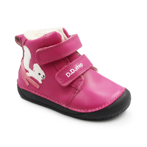Buty Na Zimę Dla Dziewczynki Ocieplane Futerkiem Barefoot DD STEP W070-52214BV Dark Pink