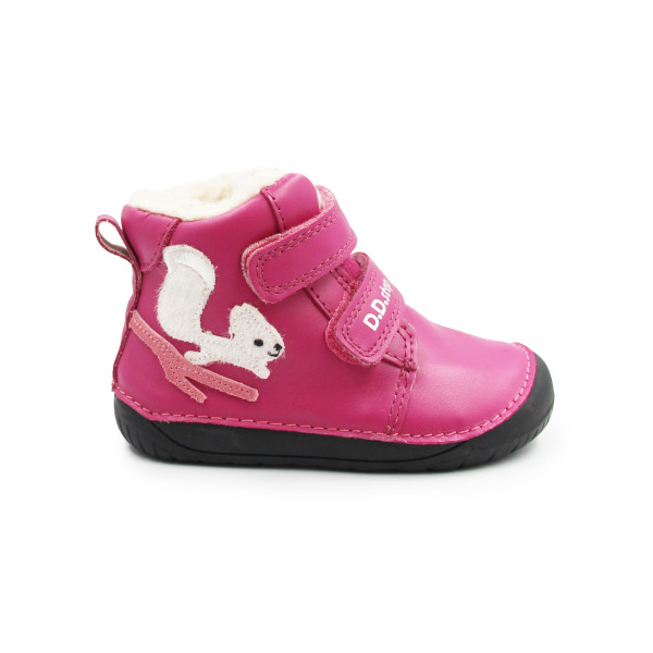 Buty Na Zimę Dla Dziewczynki Ocieplane Futerkiem Barefoot DD STEP W070-52214BV Dark Pink