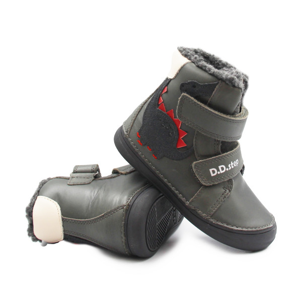 Zimowe Buty Dla Chłopczyka Ocieplane na Rzep DD STEP W078-52785M Dark Grey