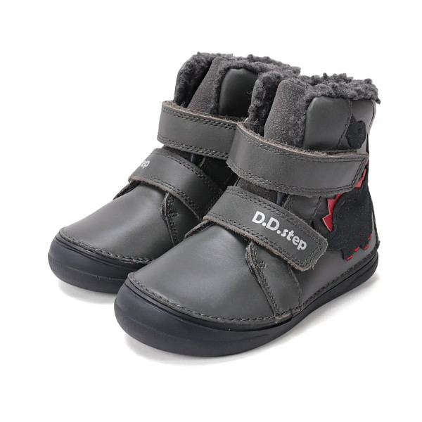 Zimowe Buty Dla Chłopczyka Ocieplane na Rzep DD STEP W078-52785M Dark Grey