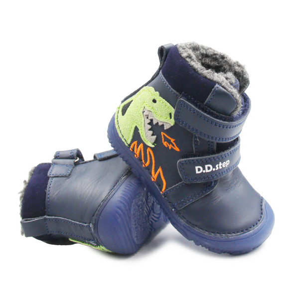 Buty Na Zimę Dla Chłopca Ocieplane Dinozaur Barefoot DD STEP W073-52943 Royal Blue